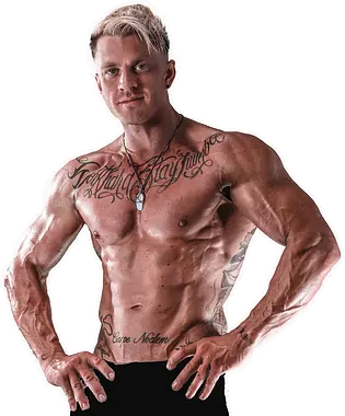 Photo of shirtless Lucky Ladd Dave