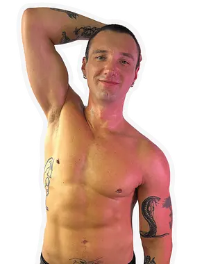 Photo of shirtless Lucky Ladd brad