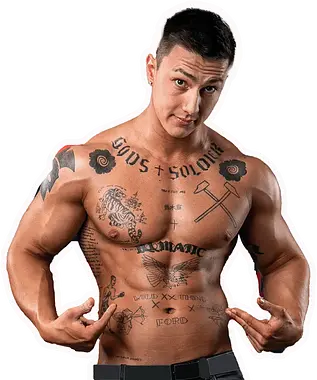 Photo of shirtless Lucky Ladd Dirk Diggler