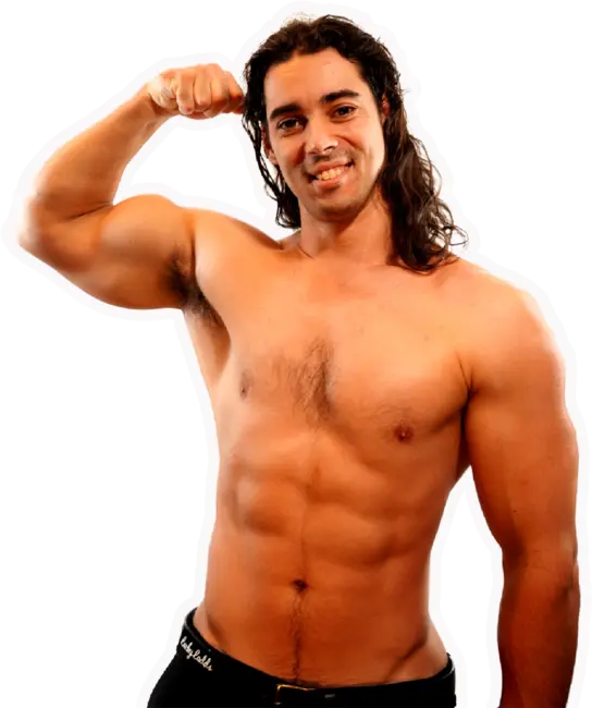 Large photo of shirtless LuckyLadd Raymondo