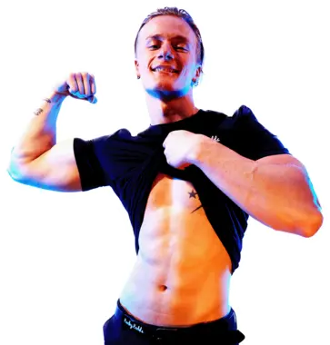 Photo of shirtless Lucky Ladd Tom