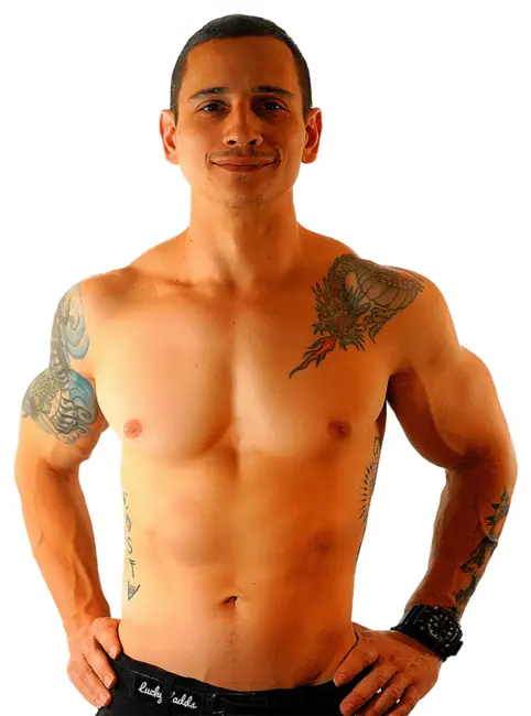 Large photo of shirtless LuckyLadd Costa