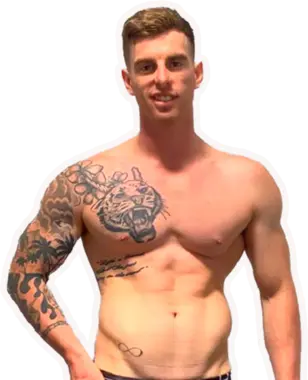 Photo of shirtless Lucky Ladd Chase